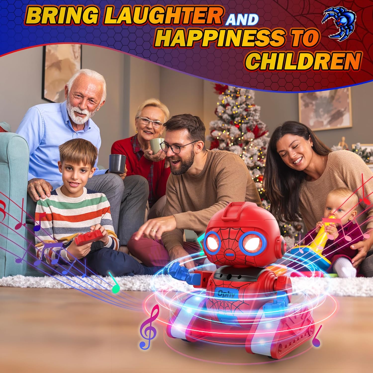 Ophy Robot - interaktivní robotická hračka s projekcí, hudbou a gestickým ovládáním, červená