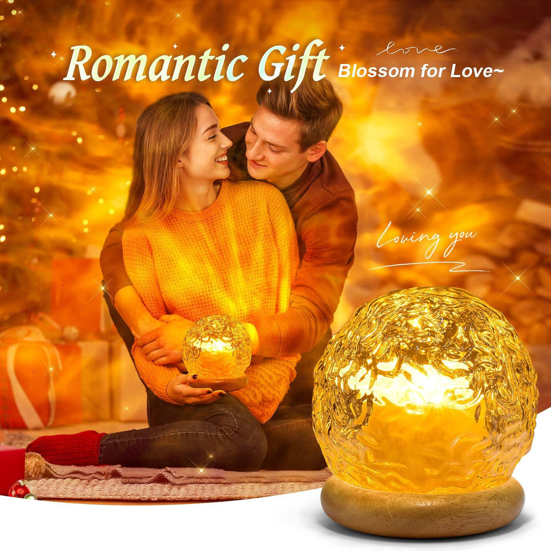 PIKOY Projektor hvězdné oblohy – křišťálová koule s RGB osvětlením a dřevěným podstavcem