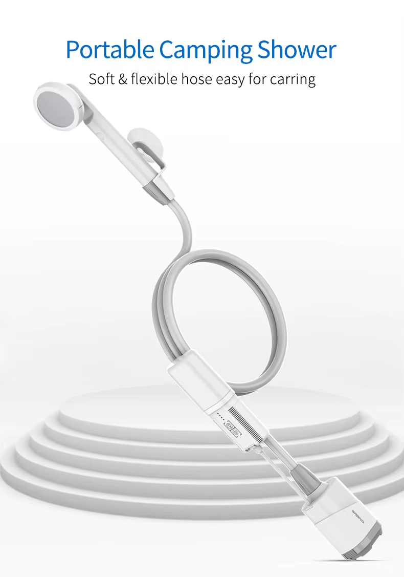 Přenosná kempingová sprcha JP-2203 – bezdrátová venkovní sprcha s baterií a USB-C nabíjením