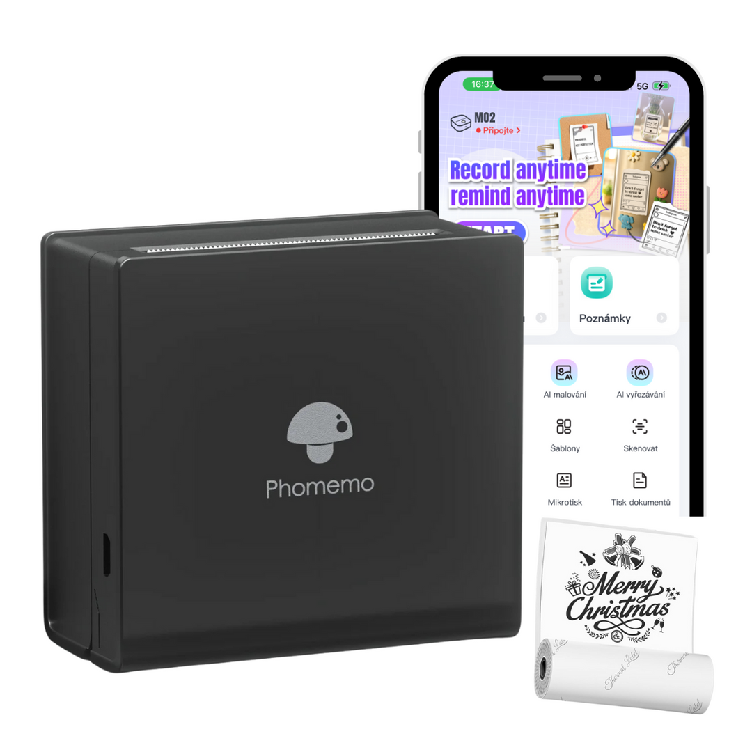 Phomemo M02 Chytrá přenosná tiskárna, černá