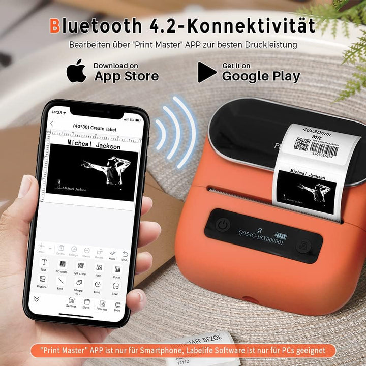 Phomemo M220 Inteligentní Bluetooth tiskárna štítků, červená
