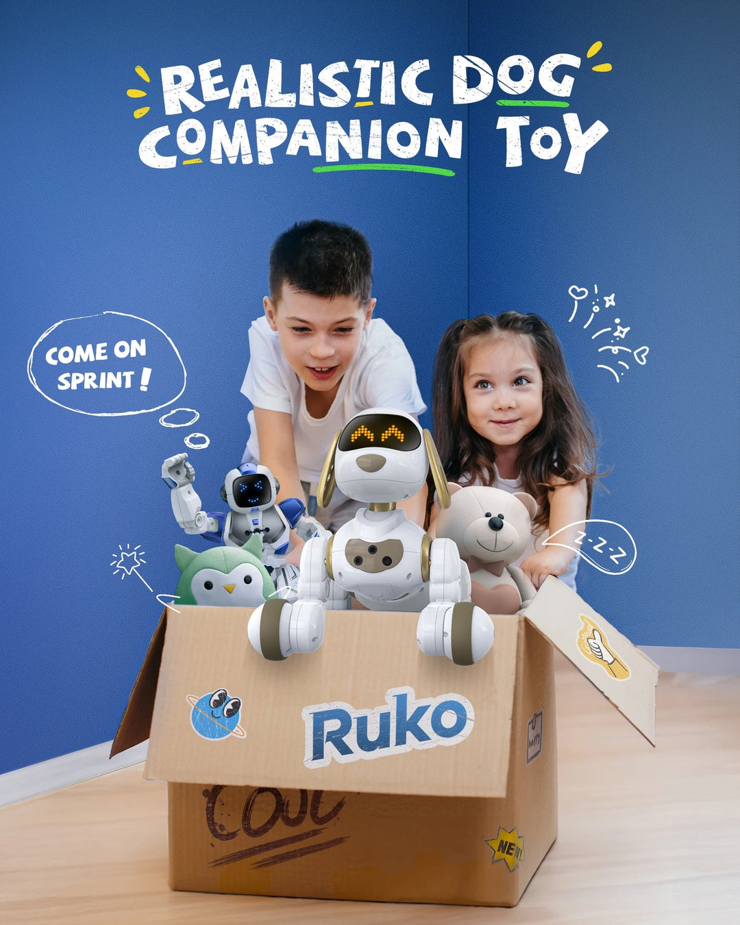 Ruko 18011 Inteligentní robotický pes s LED výrazy a dálkovým ovládáním