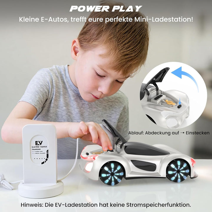 SIMREX RC auto na dálkové ovládání – 360° driftovací kaskadér s LED koly, bílá