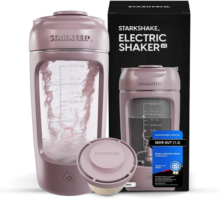 STARKFELD® Přenosný elektrický šejkr na protein 650 ml | Protein shaker / Růžová