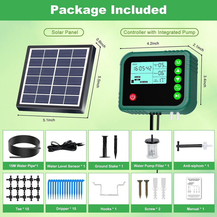 Solární zavlažovací systém IC018 – automatická kapková závlaha s LCD až pro 15 rostlin