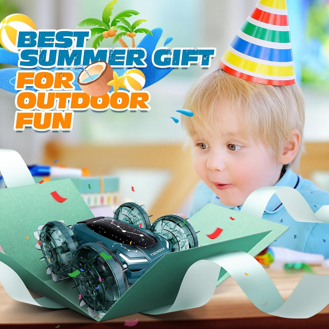 Tecnock Obojživelné RC Auto - 4WD, ovládání gesty, magnetické nabíjení, 60 min jízdy, LED světla, zelená