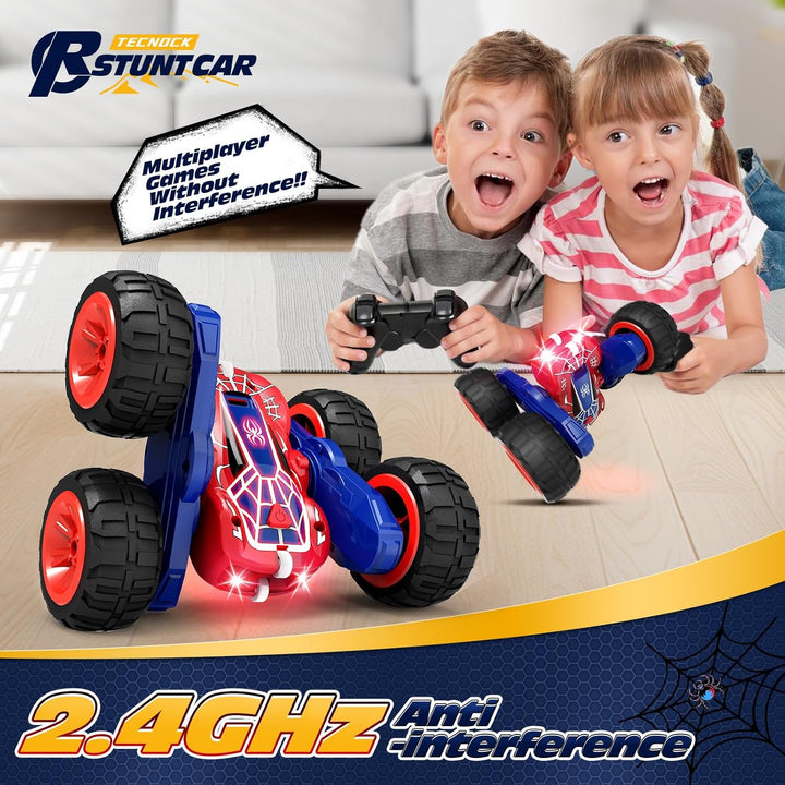 Tecnock RC Kaskadérské auto s 360° otočkami a LED světly, červená