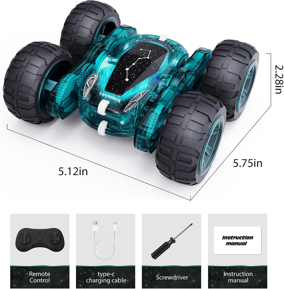 Tecnock RC Kaskadérské auto s 360° otočkami a LED světly, zelená