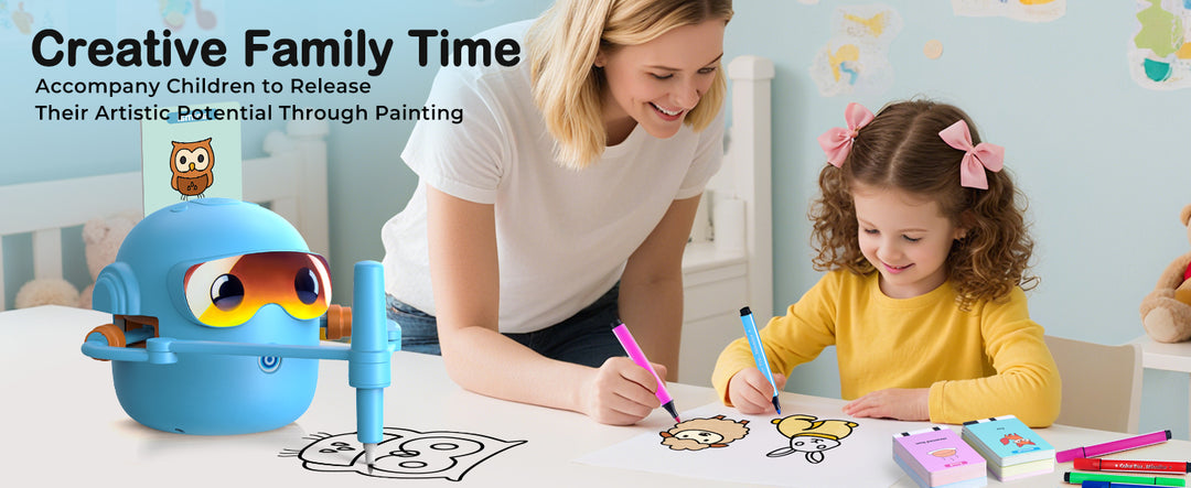 Thinkaroo Kreslící robot pro děti – interaktivní výuková hračka s hudbou a 100 kartami, modrá