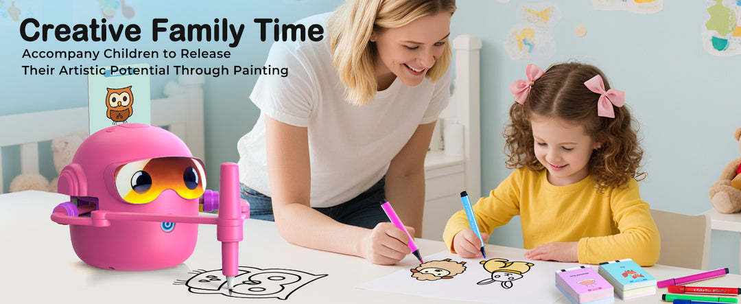 Thinkaroo Kreslící robot pro děti – interaktivní výuková hračka s hudbou a 100 kartami, růžová