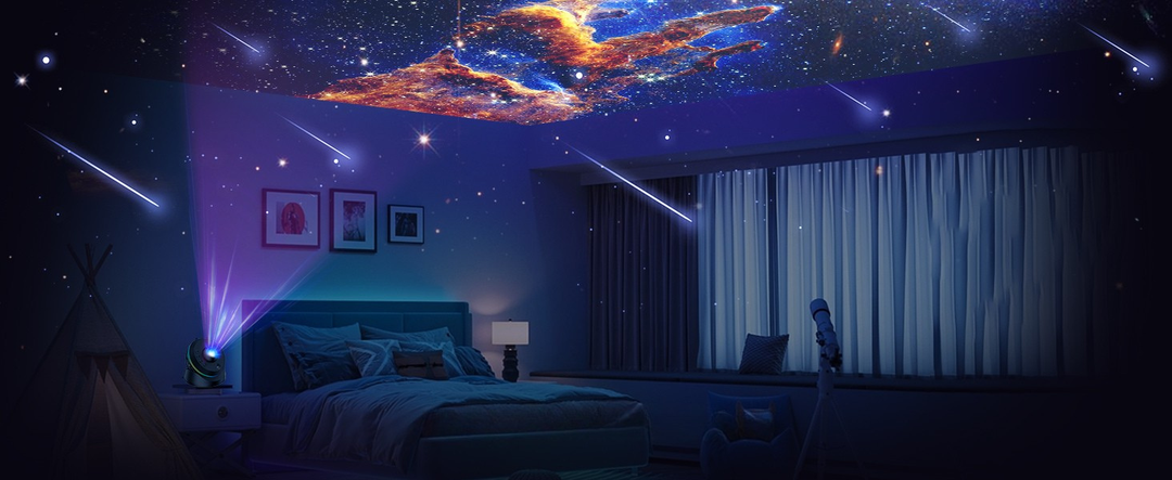 Projektor galaxie s funkcí meteoritu 6. generace – 13 kazet se snímky 4K, 360° nastavitelný úhel
