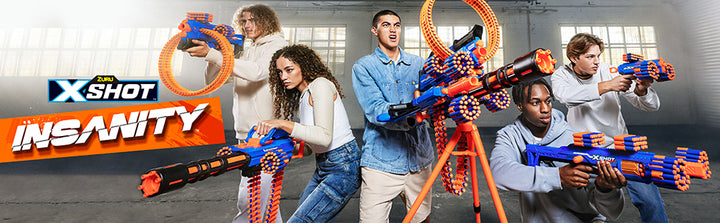 X-Shot Insanity Rage Fire – motorový blaster s pásem na 40 šipek, stativem a 72 pěnovými šipkami