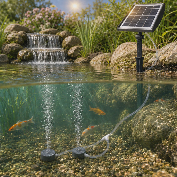 Fapiere Solárny prevzdušňovač jazierka – 2200 mAh batérie, 2 režimy, 2 W